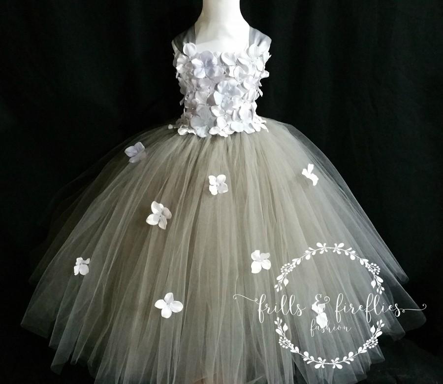 Wedding - Gray/Grey Flower Girl Dress / Silver Grey Flower girl Dresses / Bridesmaid Dress / Simple Wedding Dress / Princess Dress / Flower Girl Gift