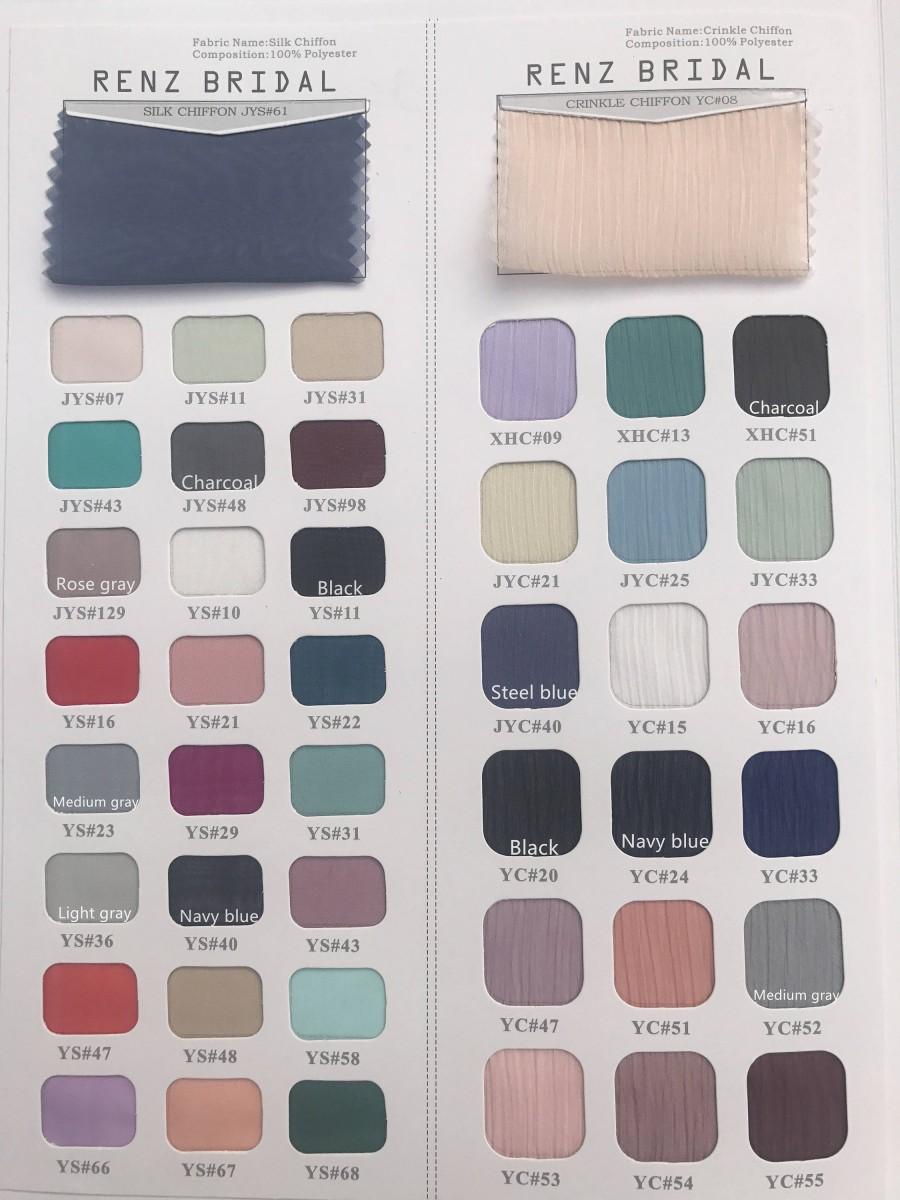 Wedding - Swatches Book of Chiffon with over 120 colors,Large Swatch Pieces Available,For Wedding Dress/Bridesmaid Dress/Party Dress(RenzRags)