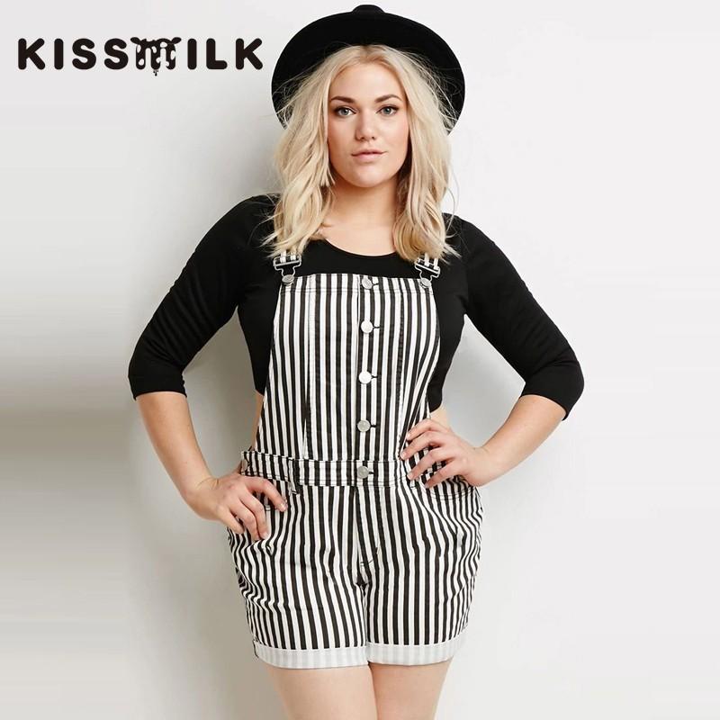 Mariage - Casual Oversized Slimming Plus Size Stripped Short Romper - Bonny YZOZO Boutique Store