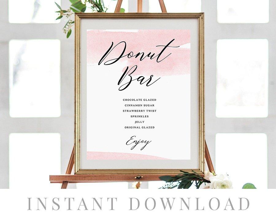 Mariage - Donut Bar Printable sign INSTANT DOWNLOAD Donut Bar, Donut Flavors Sign, Printable Wedding Donut Sign, Custom Donut flavors sign - Serenity