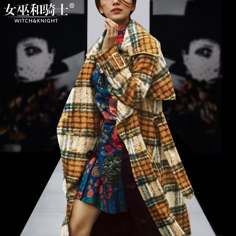 Mariage - Vogue Jacquard Wool Fancy Overcoat Belt Dress Coat - Bonny YZOZO Boutique Store