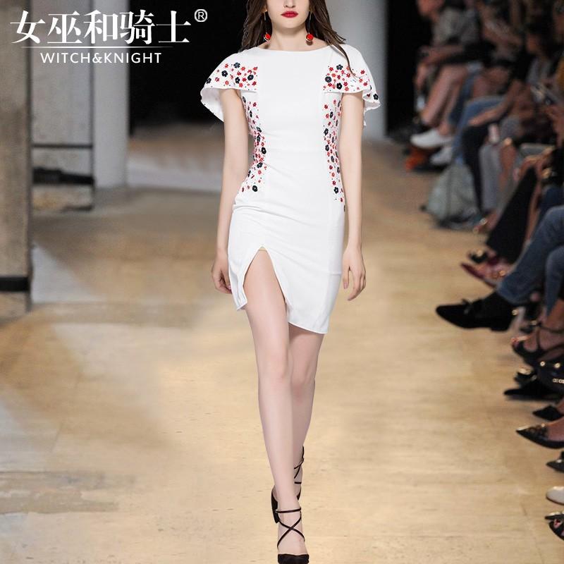 زفاف - Vogue Slimming Scoop Neck Short Sleeves One Color Fancy Dress Skirt - Bonny YZOZO Boutique Store