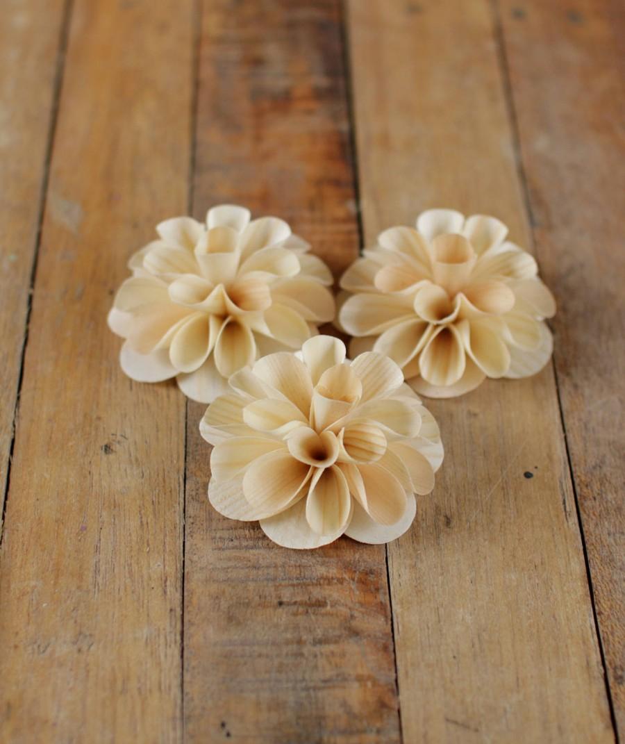 Mariage - 12 Pcs Natural Wood Dahlia for Weddings, Home Decorations, Scrapbooking and Floral Arrangements