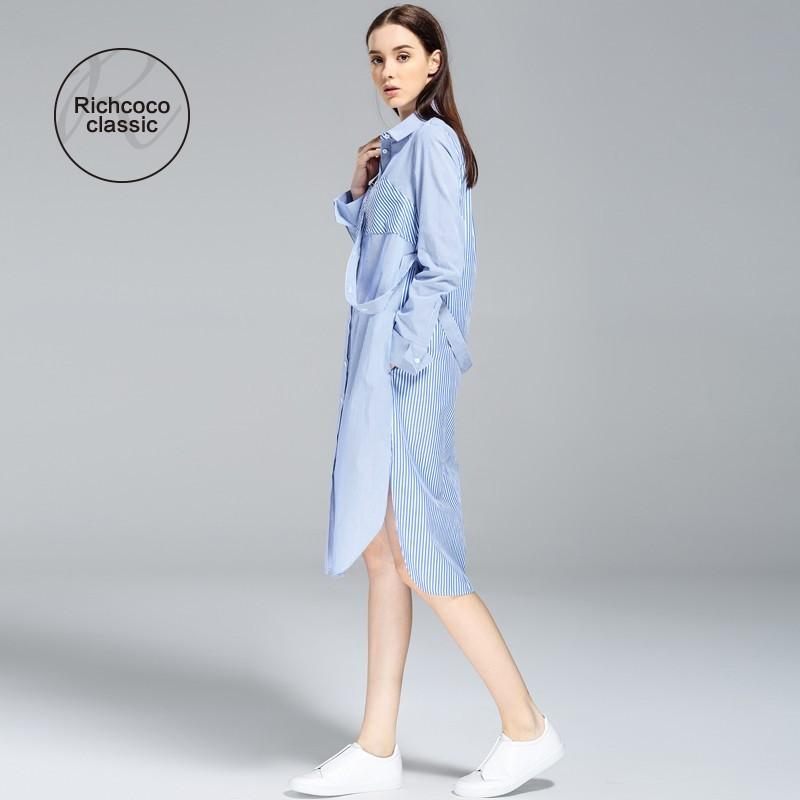 Mariage - Oversized Vogue Split Front 9/10 Sleeves Stripped Blouse Dress - Bonny YZOZO Boutique Store