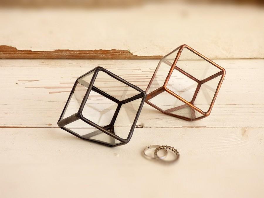 Mariage - Wedding Ring Box. One Mini Cube Glass Terrarium, Use as a Mini Planter, Jewelry Box, Ring Bearer Box Or a Wedding Ring Holder