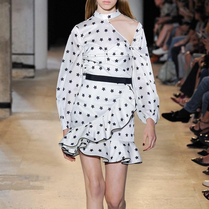 زفاف - Vogue Hollow Out Slimming Spring Frilled 9/10 Sleeves Dress Skirt - Bonny YZOZO Boutique Store