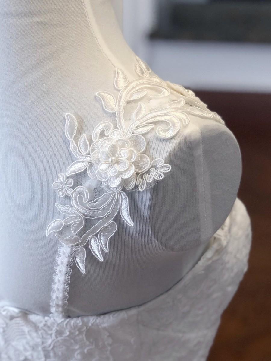 Hochzeit - Detachable Cap Sleeves , Detachable Wedding Dress Sleeves,Bridal Straps , Detachable Wedding Dress Strapes, Removable Bridal Sleeves