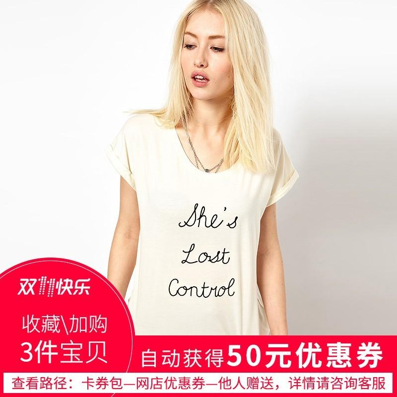 زفاف - Printed Scoop Neck Alphabet Casual Short Sleeves T-shirt - Bonny YZOZO Boutique Store