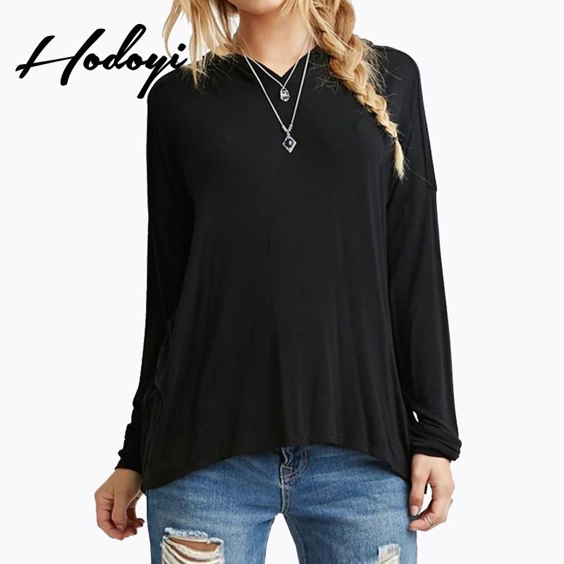 Mariage - Must-have Oversized Vogue Simple Drop Shoulder One Color Fall Casual 9/10 Sleeves Hat T-shirt - Bonny YZOZO Boutique Store