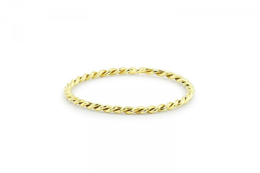 Hochzeit - Twist Ring - 14k Solid Gold Twisted Rope Wedding Band - Twist Stacking Ring -  1.2 mm Wedding Ring - Wedding Band