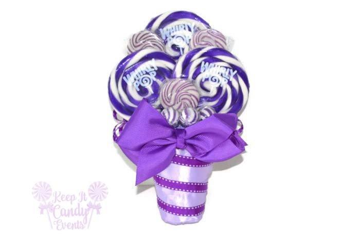 Hochzeit - Small Purple Lollipop Bouquet, Purple Candy Bouquet, Bridesmaid Bouquet, Maid of Honor Bouquet, Purple Wedding, Fall Wedding, Nontraditional