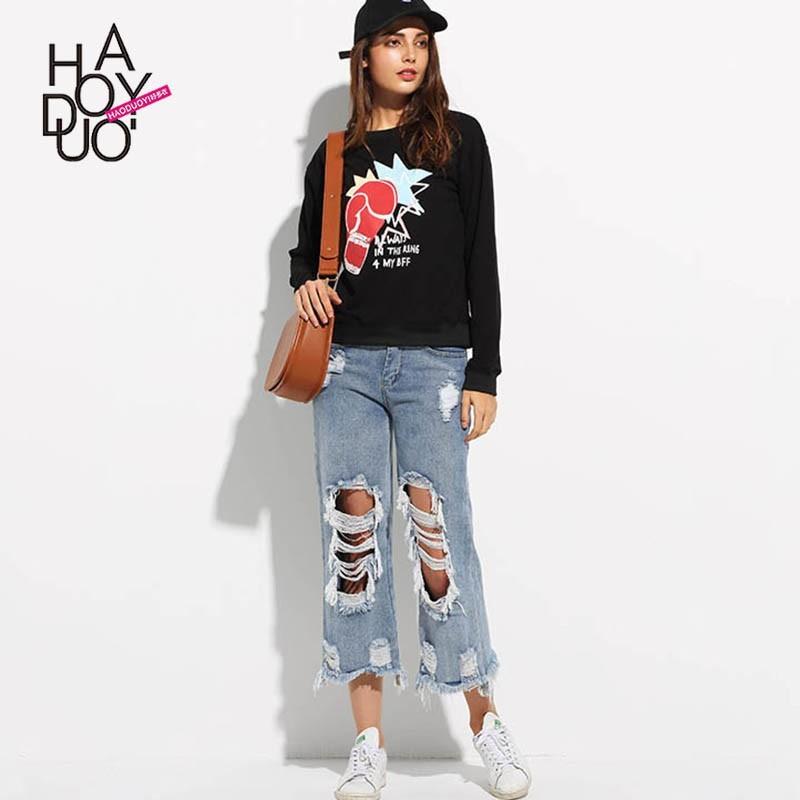 Mariage - Casual Vogue Printed Scoop Neck Cartoon Edgy Hoodie - Bonny YZOZO Boutique Store