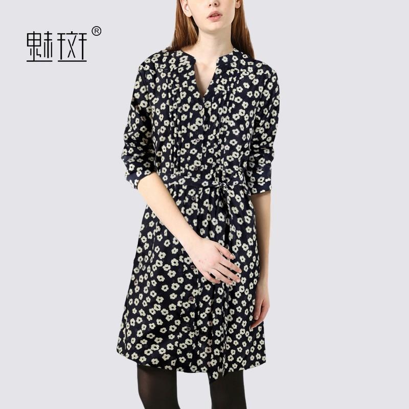 زفاف - 2017 autumn new style women shirt collar fashion elegant ladies long sleeve print dress dresses - Bonny YZOZO Boutique Store