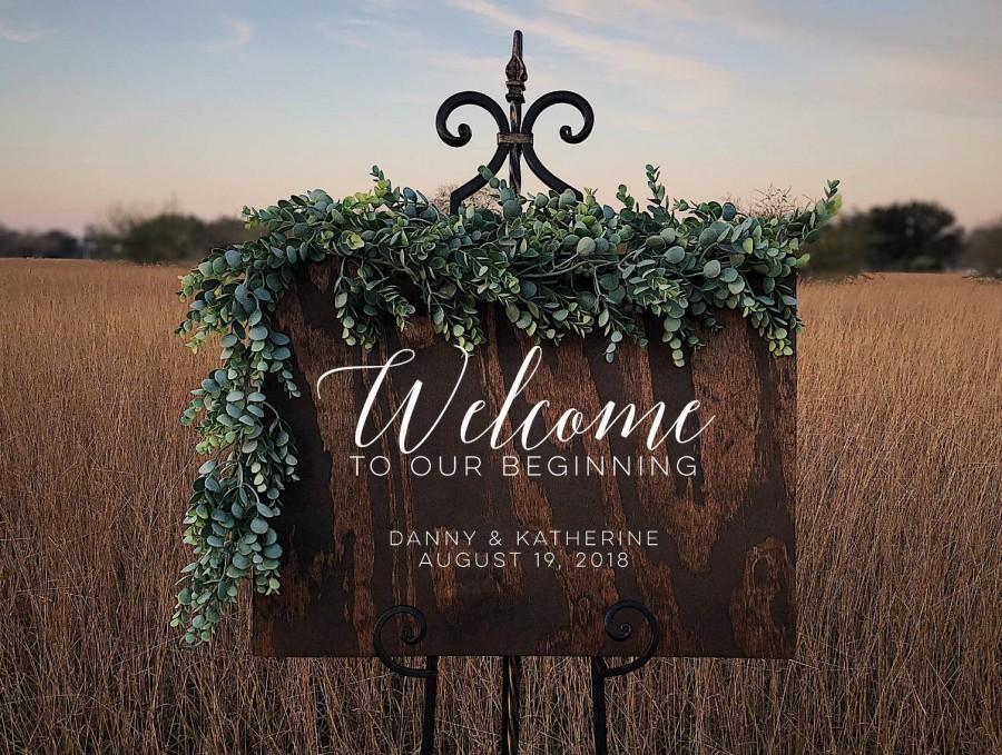 زفاف - Custom Wood Welcome to Our Beginning Sign Personalized for Weddings Receptions And Events Handmade Welcome Sign
