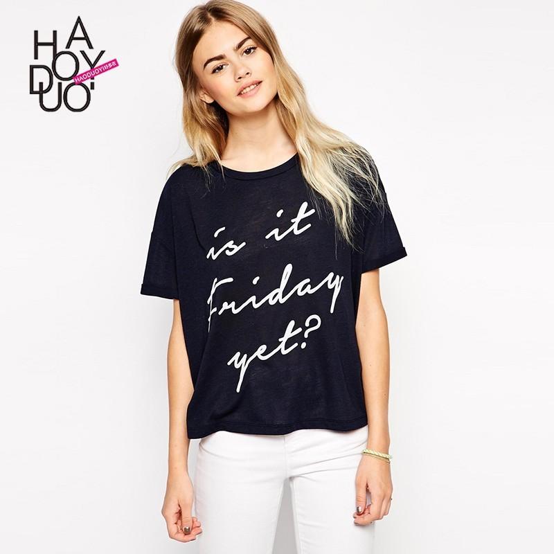 Mariage - Must-have Oversized Vogue Printed Solid Color Alphabet Summer Casual T-shirt - Bonny YZOZO Boutique Store