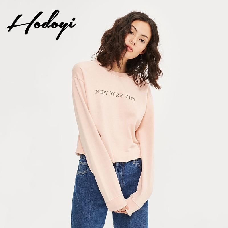 Wedding - Must-have Vogue Simple Printed Scoop Neck Alphabet One Color Fall Casual 9/10 Sleeves Hoodie - Bonny YZOZO Boutique Store