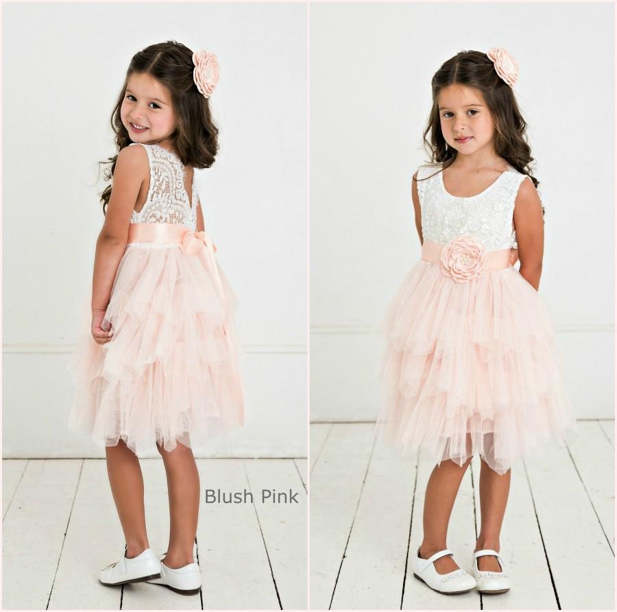 Свадьба - Blush pink flower girl dress, Rustic Lace Flower Girl Dress,Baby dress,lace flower girl dress , flower girls dresses,Blush flower girl dress