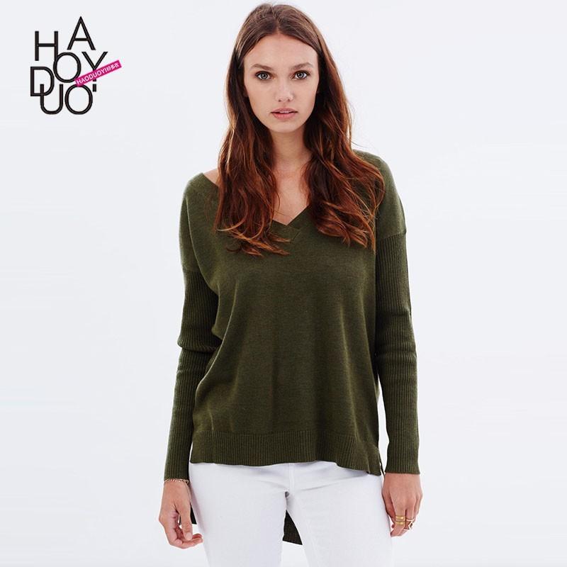 زفاف - Vogue Open Back Asymmetrical Hollow Out One Color Fall Sweater - Bonny YZOZO Boutique Store