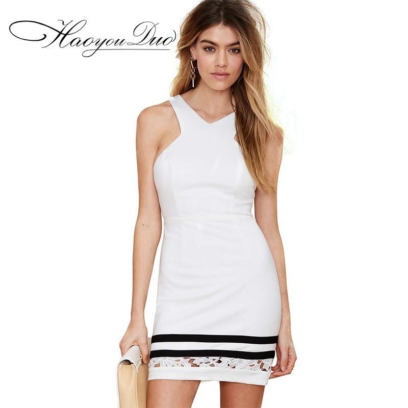 Mariage - Hollow Out Black & White One Color Lace Stripped Dress Skirt - Bonny YZOZO Boutique Store