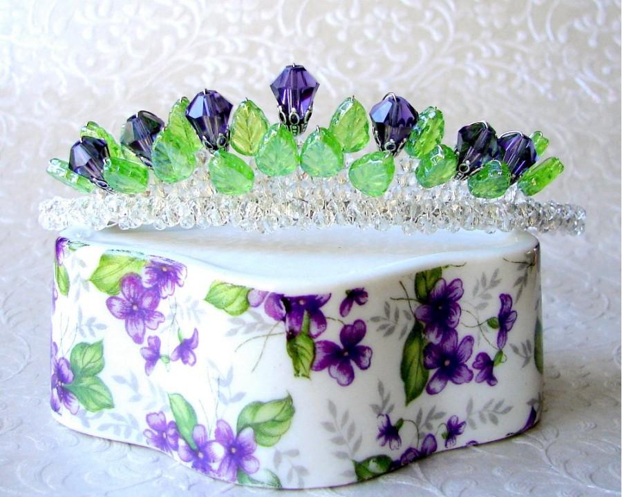 زفاف - SMAPLE SALE Thistle Bridal Crystal Crown Wedding Tiara Bride Purple Headpiece Renaissance Hairpiece Amethyst Diadem Reign Queen of Scots