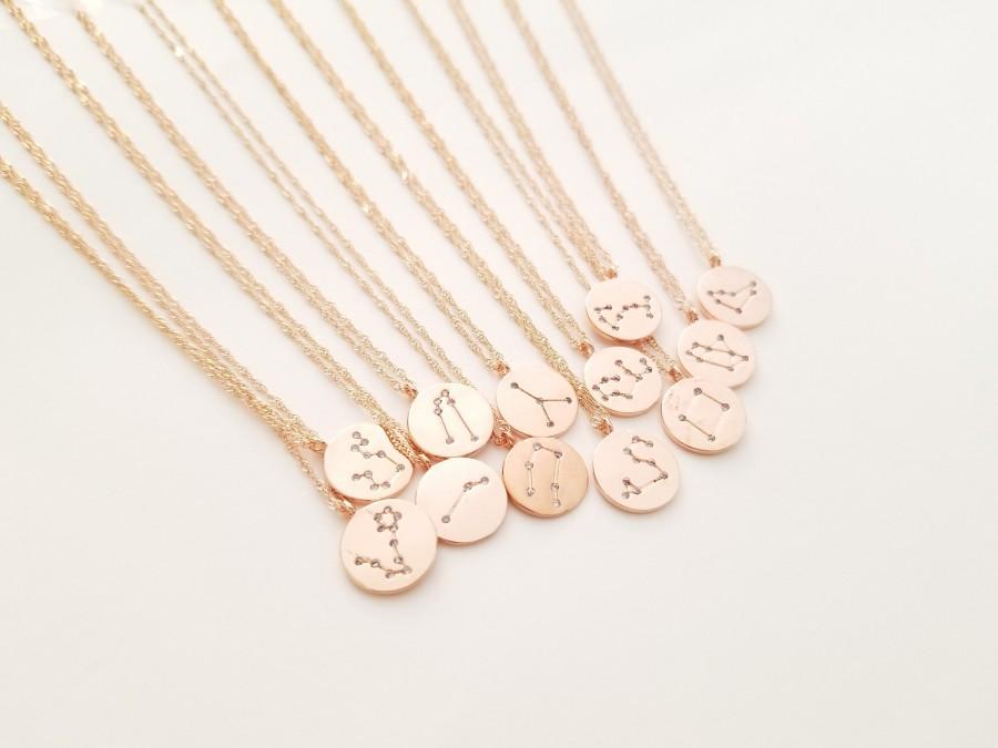 Свадьба - Zodiac Jewelry Celestial Jewelry Constellation Necklace Gold Disk Necklace, Statement jewelry, Bridesmaid gift Personalized Gifts For Women