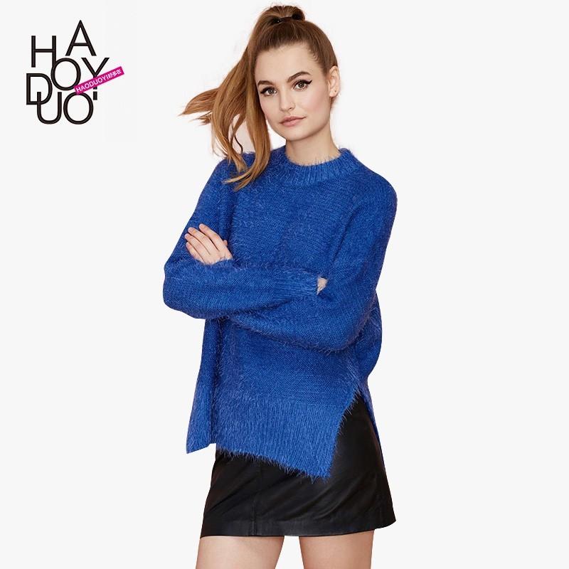 زفاف - Vogue Split Jersey Mohair Casual Sweater - Bonny YZOZO Boutique Store
