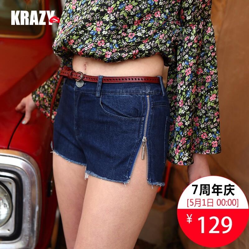 زفاف - 2017 summer new products personality Girl on both sides of the zipper elements denim hot pants shorts - Bonny YZOZO Boutique Store