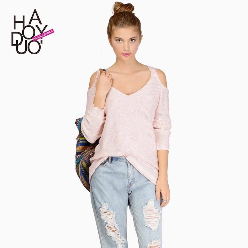 زفاف - Fall 2017 dresses new style sexy off the shoulder shirts women deep v sweater pullover - Bonny YZOZO Boutique Store