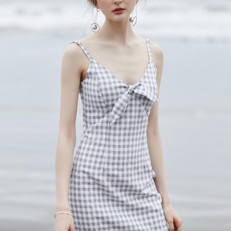 زفاف - Vintage Printed V-neck Lattice Tie Casual Dress Skirt - Bonny YZOZO Boutique Store