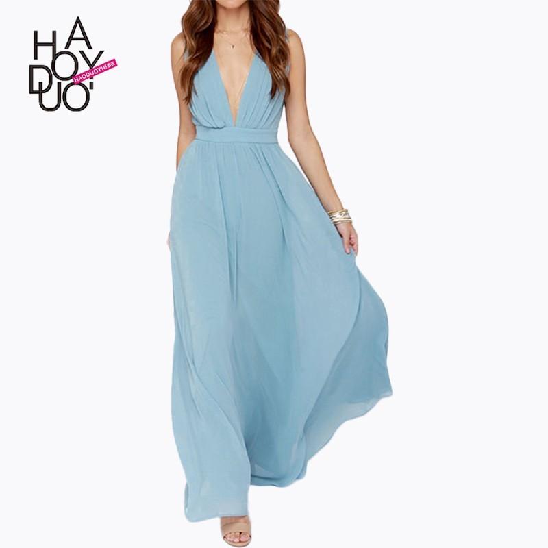 Mariage - 2017 summer dress new sexy deep v backless sleeveless high waist long dress - Bonny YZOZO Boutique Store