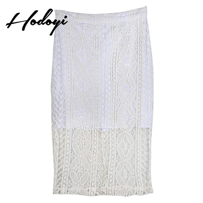 زفاف - Vogue Sexy Hollow Out Crochet Zipper Up One Color Summer Skirt - Bonny YZOZO Boutique Store