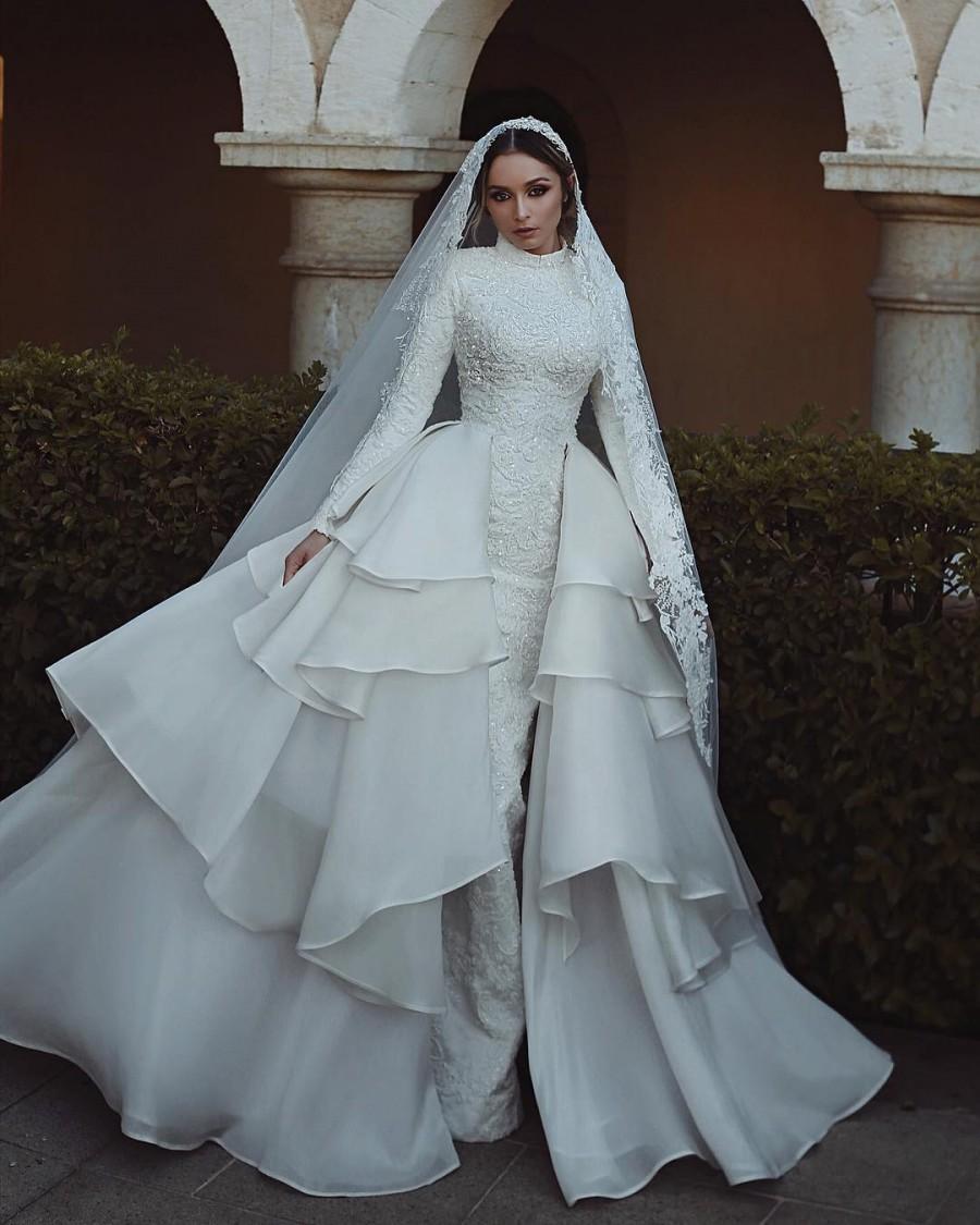 Свадьба - Luxus Hochzeitskleider Mit Ärmel Spitze A Linie Brautmoden Online Modellnummer: XY275
