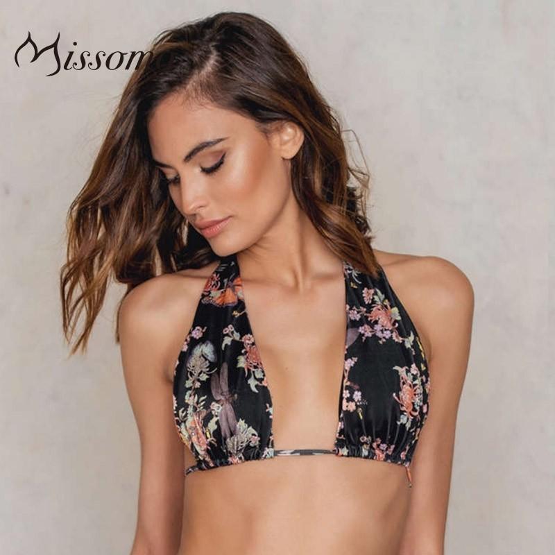 Mariage - Sexy Printed Halter Lift Up Beach Swimsuit Bikini Top - Bonny YZOZO Boutique Store