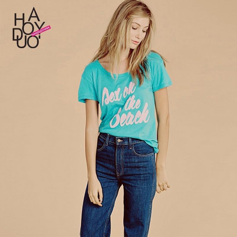 زفاف - Oversized Vogue Simple Printed Scoop Neck Short Sleeves Alphabet Summer T-shirt - Bonny YZOZO Boutique Store