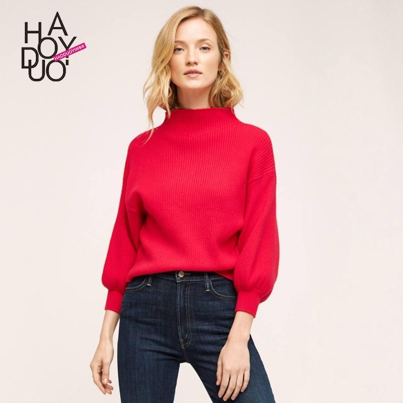 Mariage - Must-have Fall 9/10 Sleeves Red Knitted Sweater Top Sweater - Bonny YZOZO Boutique Store