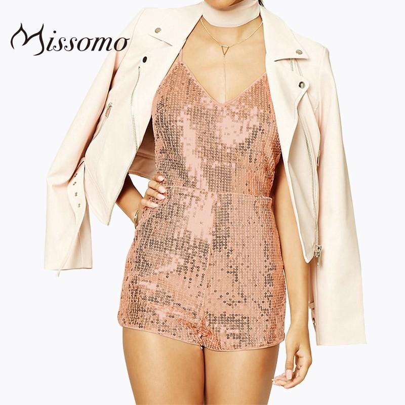 Hochzeit - Vogue Sexy Open Back Slimming Crossed Straps Sequined Lace Up One Color Jumpsuit - Bonny YZOZO Boutique Store