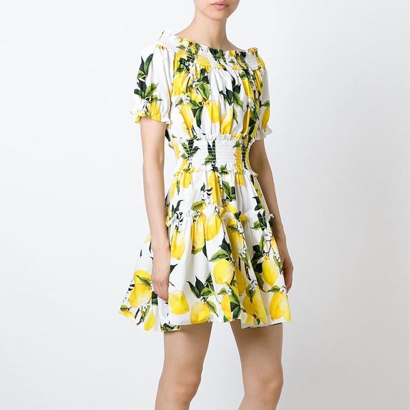 زفاف - In summer 2017 new clean slim neck strapless print dress with bubble sleeves women - Bonny YZOZO Boutique Store