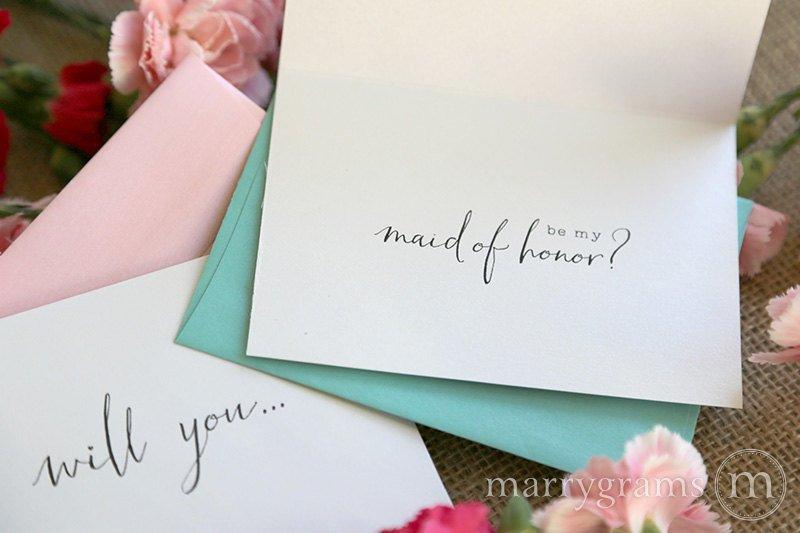 Свадьба - Will You Be My Bridesmaid Proposal Cards -Cute Way to Ask Maid, Matron of Honor, Flower Girl, Wedding Party, Unique Attendant Bridesman Card