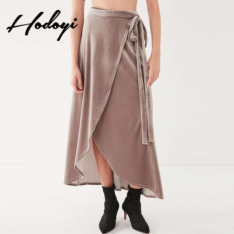 زفاف - Vogue Simple Asymmetrical High Waisted One Color Spring Tie Skirt - Bonny YZOZO Boutique Store