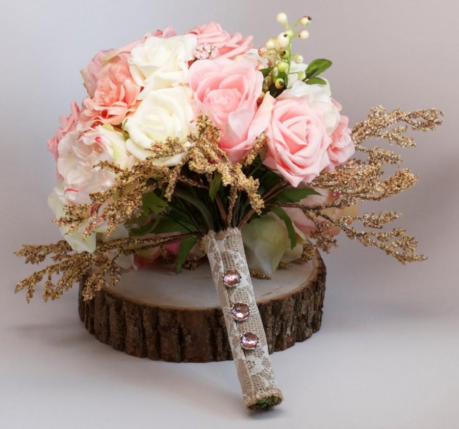 زفاف - Pink Blush Gold Brooch Wedding Bouquet Charm Alternative