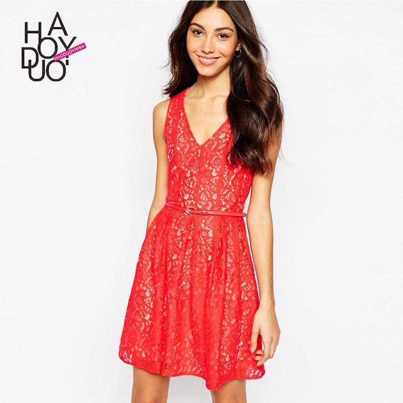 زفاف - Elegant Sweet Ruffle Slimming Sleeveless One Color Summer Lace Dress - Bonny YZOZO Boutique Store