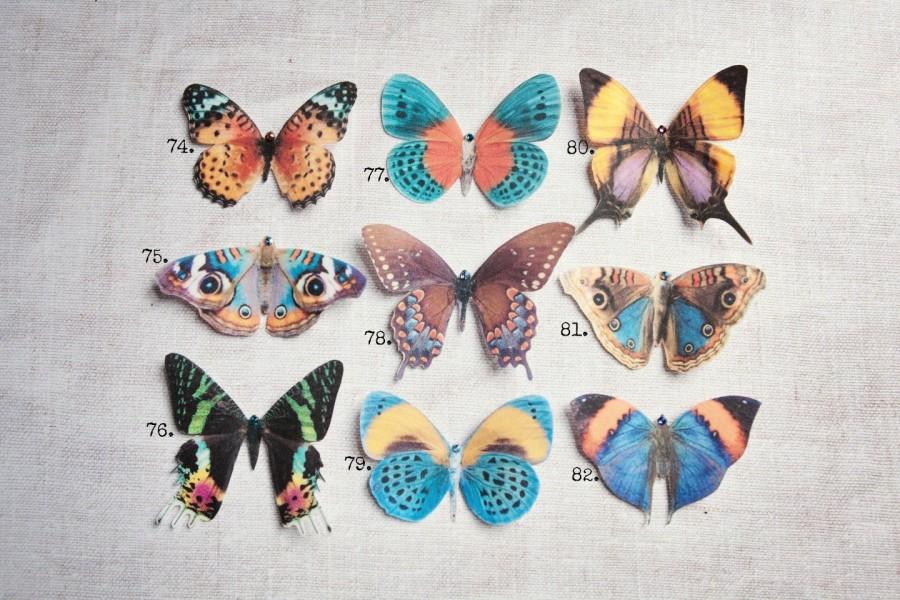 Hochzeit - Pretty Silk Butterfly Hair Clips - Hand cut from Silk -Swarovski - Crystals - Multi Colours