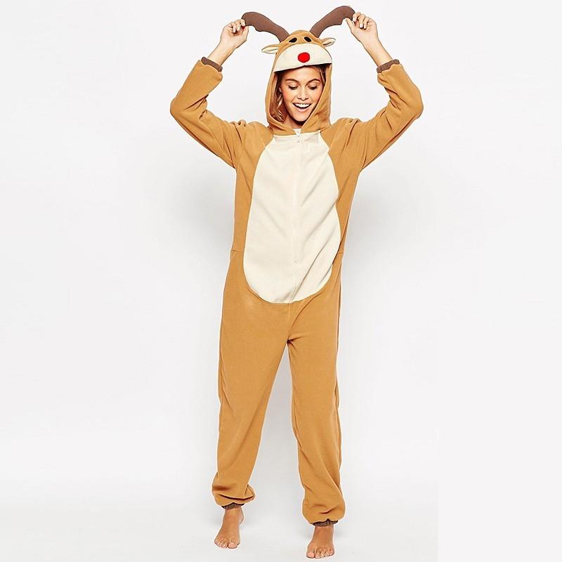 زفاف - Vogue Christmas Cartoon Raindeer Cute 9/10 Sleeves Lougewear Hat Pajama - Bonny YZOZO Boutique Store