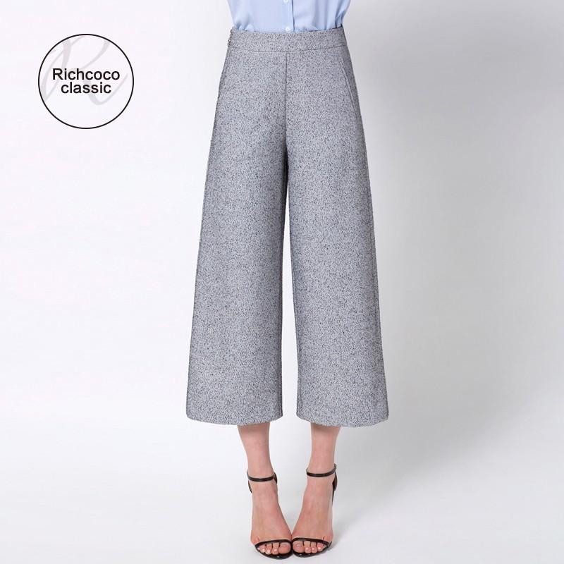 زفاف - Must-have Vogue Student Style High Waisted Capris Zipper Up Casual Wide Leg Pant Long Trouser - Bonny YZOZO Boutique Store