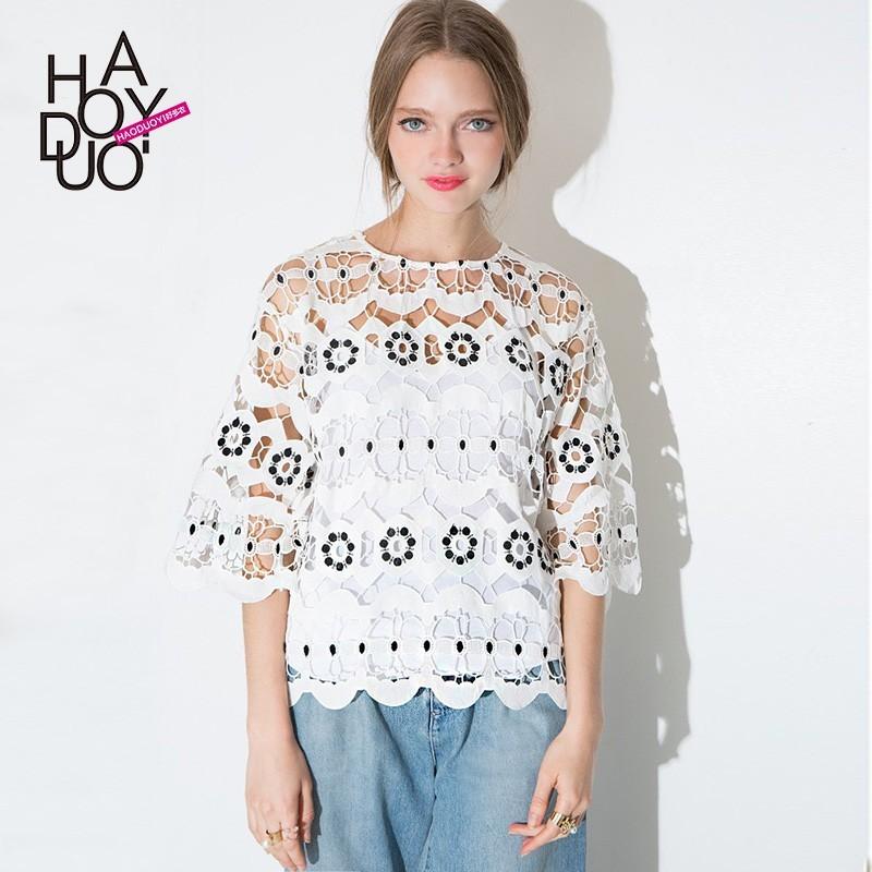 Mariage - Sexy Sweet Seen Through Hollow Out Fall Lace Top - Bonny YZOZO Boutique Store