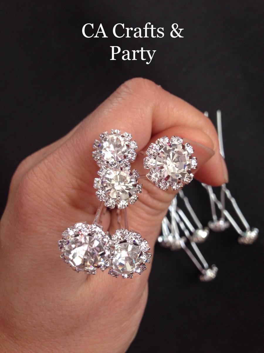Свадьба - Set of 12 Crystal hair bobby pins- Diamond bobby pin- Wedding hair pins- Wedding accessories- fancy bobby pins- Bridal bobby pins.