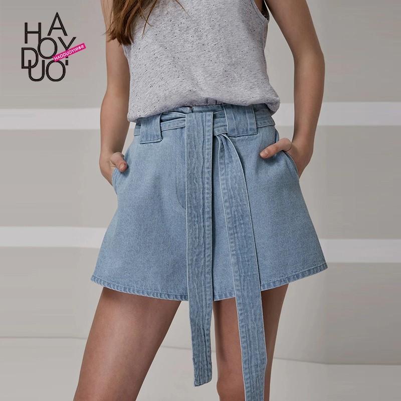 Mariage - School Style Vogue Curvy Pocket Summer Tie Wide Leg Pant Short - Bonny YZOZO Boutique Store