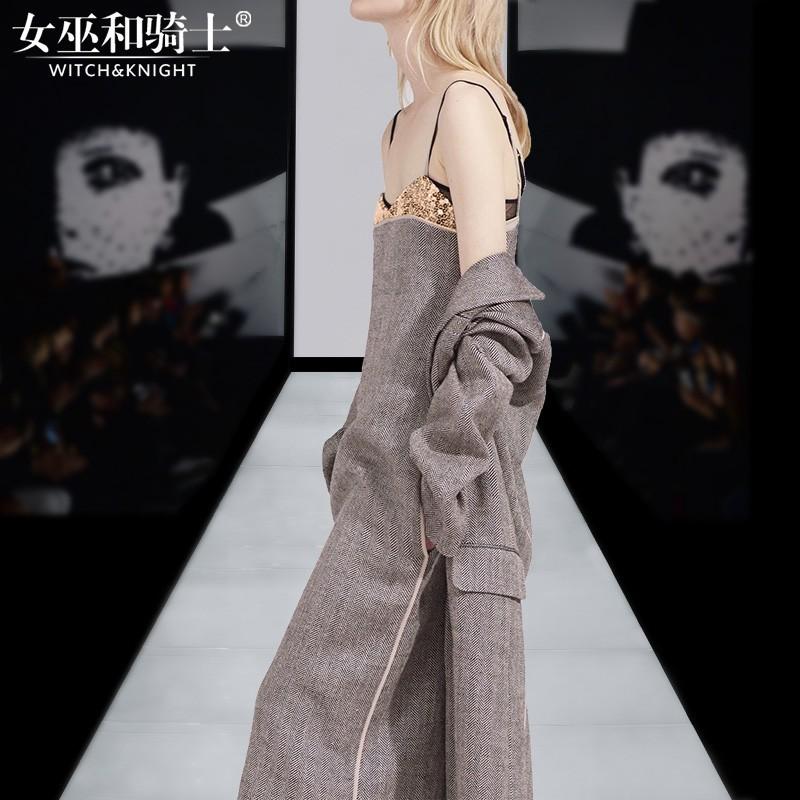زفاف - Vogue Sexy Simple Wool Outfit Dress Strappy Top Coat Overcoat Basics - Bonny YZOZO Boutique Store