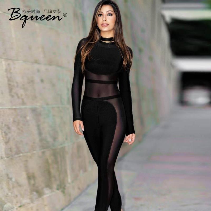 زفاف - Fall 2017 express long sleeve crew neck for stylish new solid color tights pants jumpsuit - Bonny YZOZO Boutique Store
