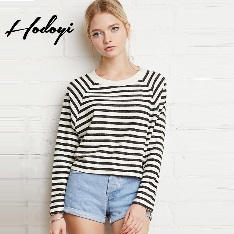 Mariage - Summer 2017 new Womenswear fashion simple Navy short bi-color stripe t-shirt - Bonny YZOZO Boutique Store